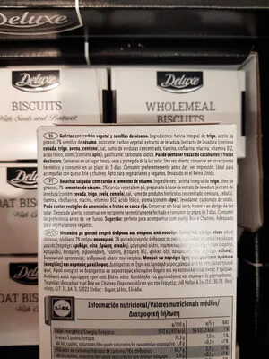 Lista de ingredientes del producto Wholemeal Biscuits Deluxe 