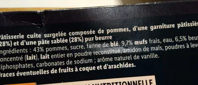 Lista de ingredientes del producto Tarte à la normande Lidl 590 g