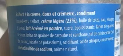 Lista de ingredientes del producto Raifort a la creme Kochs 135 g