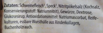 Lista de ingredientes del producto Tiroler Kaminwurzerl GREISINGER Ihr Fleischermeister 150 g