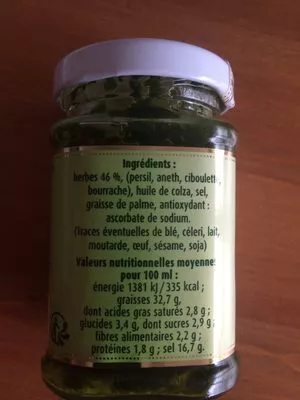 Lista de ingredientes del producto Persillade Fuchs 