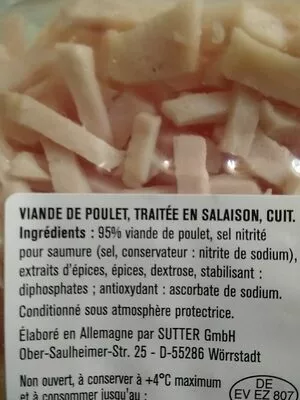 Lista de ingredientes del producto Allumettes de poulet Saint Alby 200 g