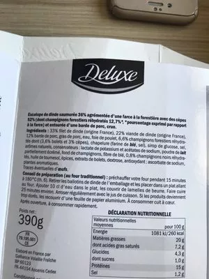 Lista de ingredientes del producto Ballotins de dinde Deluxe 