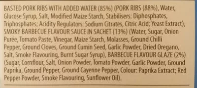 Lista de ingredientes del producto smoky bbq ribs  600g