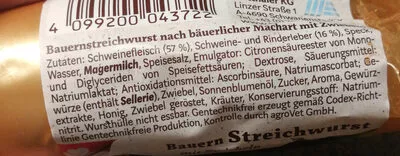 Lista de ingredientes del producto Bauern Streichwurst FairHof 140g