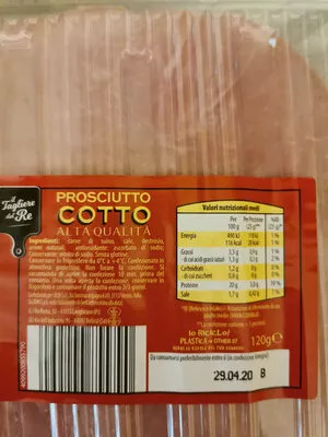 Lista de ingredientes del producto prosciutto cotto alta qualità Il tagliere del re,  Aldi 120g