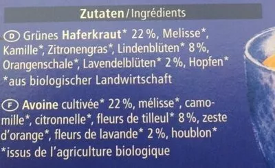 Lista de ingredientes del producto Nuits paisibles Alnatura 