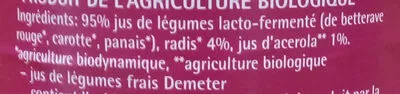 Lista de ingredientes del producto COCKTAIL JUS DE LEGUMES LACTO-FERMENTE Beutelsbacher 75 cl