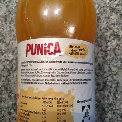 Lista de ingredientes del producto Punica Kunstoffflasche 1,25 L