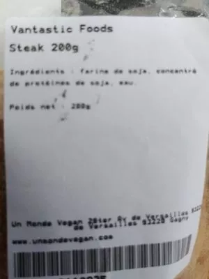 Lista de ingredientes del producto Steaks Soja  