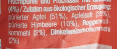 Lista de ingredientes del producto Himbeere Apfel Vollkorn Fruchtbar 100g