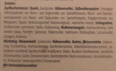 Lista de ingredientes del producto Helbing Frischer Blechkuchen Russischer Zupfkuchen Helbing 400 g