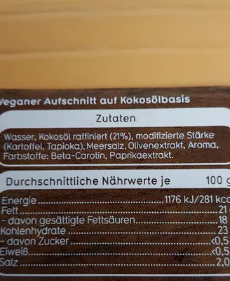 Lista de ingredientes del producto Vegane Genießerscheiben kräftig Veganz 125 g