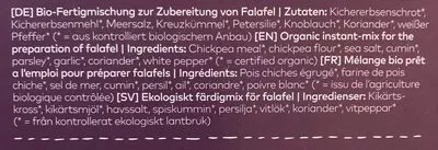 Lista de ingredientes del producto Falafel fix vegan Vantastic Foods 