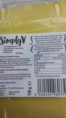 Lista de ingredientes del producto Vegane Genießerscheiben würzig Simply V 150g