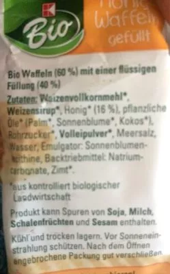 Lista de ingredientes del producto Gaufres au Miel K-Bio, Kaufland 175 g