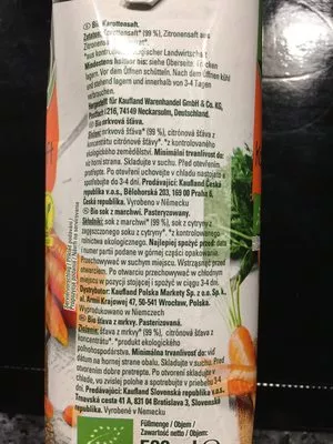 Lista de ingredientes del producto Bio Karottensaft Kaufland 500 g