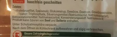 Lista de ingredientes del producto Truthahnbrust, 1,5 % Fett K, Kaufland 