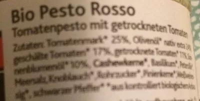 Lista de ingredientes del producto Pesto Rosso Rossmann 