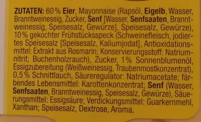 Lista de ingredientes del producto Eiersalat mit Bacon & Schnittlauch Edeka 200 g