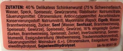 Lista de ingredientes del producto Fleischsalat Edeka 200 g