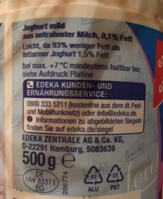 Lista de ingredientes del producto Joghurt Gut & Günstig 500 g