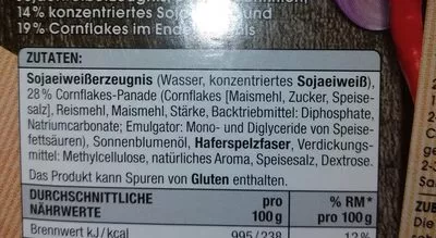 Lista de ingredientes del producto Soja nuggets EDEKA Vegan, EDEKA 180 g