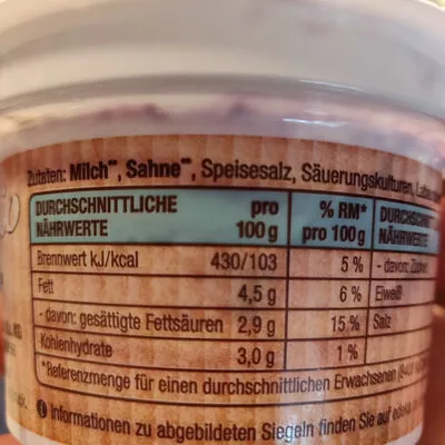 Lista de ingredientes del producto Körniger Frischkäse Bio Edeka Bio 150 g