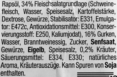 Lista de ingredientes del producto Kräuter-Fleischsalat Edeka Gutfleisch 200 g