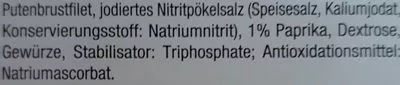 Lista de ingredientes del producto Putenbrustfilet im Paprikamantel Hofmaier 100g