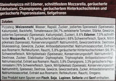 Lista de ingredientes del producto Mondo Italiano Steinofenpizza Speciale Mondo Italiano 660 g (2 x 330 g)