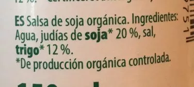 Lista de ingredientes del producto Organic soy sauce bio asia 150 ml