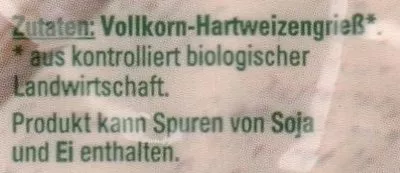 Lista de ingredientes del producto Vollkorn Fusilli aus Hartweizengrieß Kaufland Bio,  K-Bio 500g