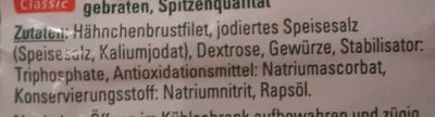 Lista de ingredientes del producto Hänchenbrustfilet K Classic 150 g