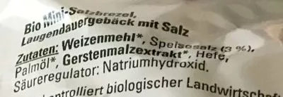 Lista de ingredientes del producto Salzbrezeln Mini Bio K-Bio, Kaufland 150 g