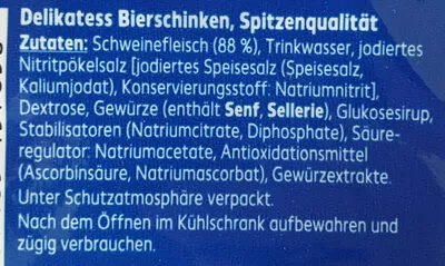 Lista de ingredientes del producto Delikatess Bierschinken K-Classic 100 g