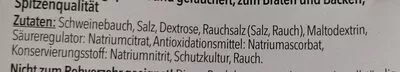 Lista de ingredientes del producto Bacon-Streifen K-Classic 2 x 125 g