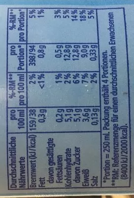 Lista de ingredientes del producto H-entrahmte Milch Höchstens 0,3% Fett REWE 1l