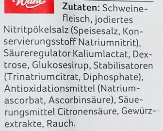 Lista de ingredientes del producto Leicht-Rohschinken gewürfelt Rewe Beste Wahl, Wilhelm Brandenburg 150 g