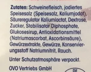 Lista de ingredientes del producto Schinkenwürfel Ja! 250g