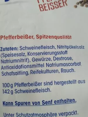 Lista de ingredientes del producto Pfefferbeißer Delikatess REWE 