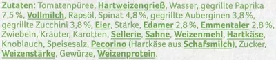 Lista de ingredientes del producto Gemüse Lasagne REWE Beste Wahl 400 g