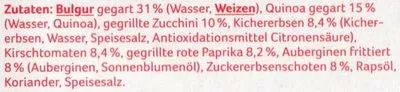 Lista de ingredientes del producto Quinoa mit Gemüse REWE Beste Wahl 400g