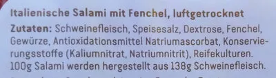 Lista de ingredientes del producto Salami mit Fenchel Rewe,  REWE Feine Welt 80 g