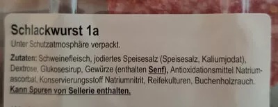 Lista de ingredientes del producto Schlackwurst. Wurst Wilhelm Brandenburg 