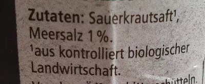 Lista de ingredientes del producto Sauerkrautsaft REWE 0,5 l