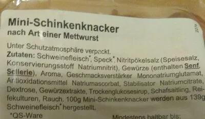 Lista de ingredientes del producto Mini-Schinkenknacker Wilhelm Brandenburg 200g