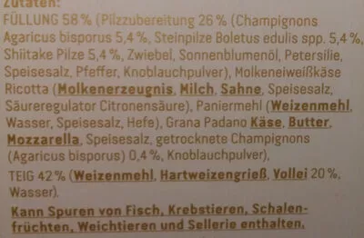 Lista de ingredientes del producto Pilz variation REWE 250 g