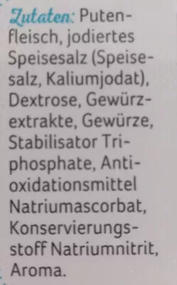 Lista de ingredientes del producto Putenbrustfilet Rewe beste wahl 120g