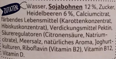 Lista de ingredientes del producto Soja Heidelbeere Rewe, REWE Beste Wahl 500 g